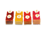 Square Glass Pastries With Flowers